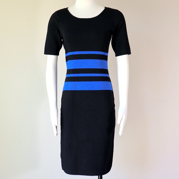 Short sleeve color block knit dress - Picture 1 of 9
